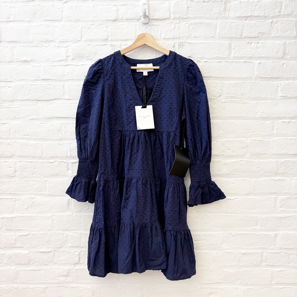Tuckernuck || Pomander Place Long Sleeve Swiss Dot Kenzo Mini Dress Navy XS NWT